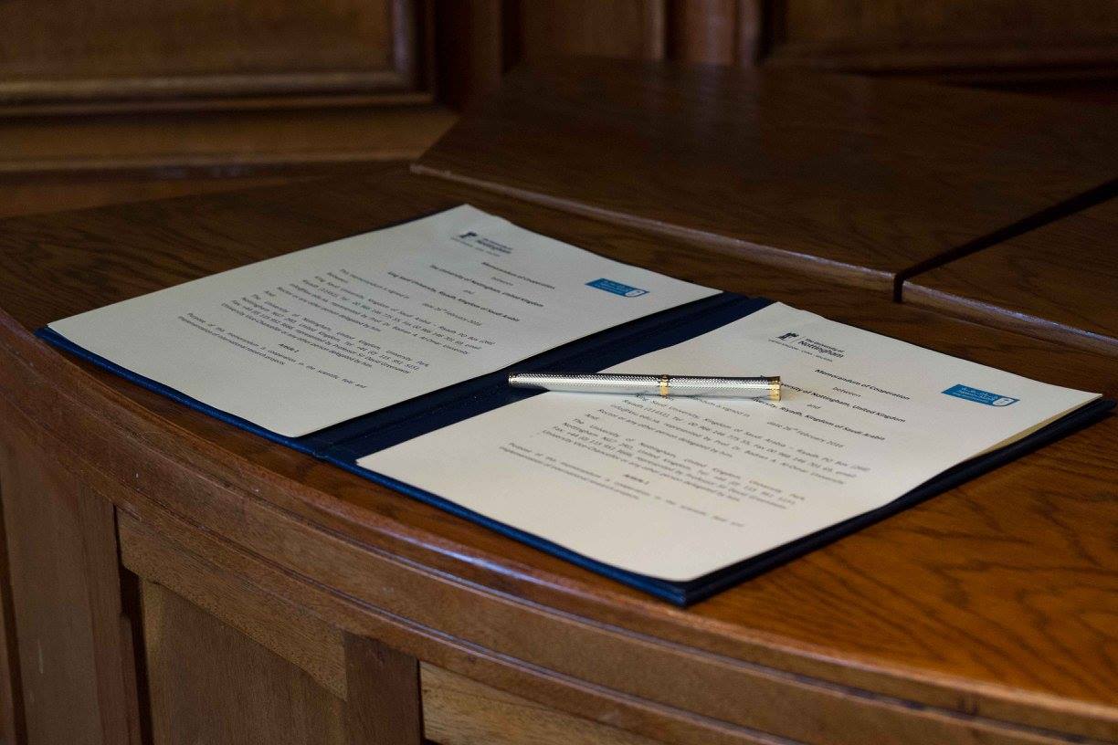 signing ceremony of an agreement between KSU and The University of Nottingham